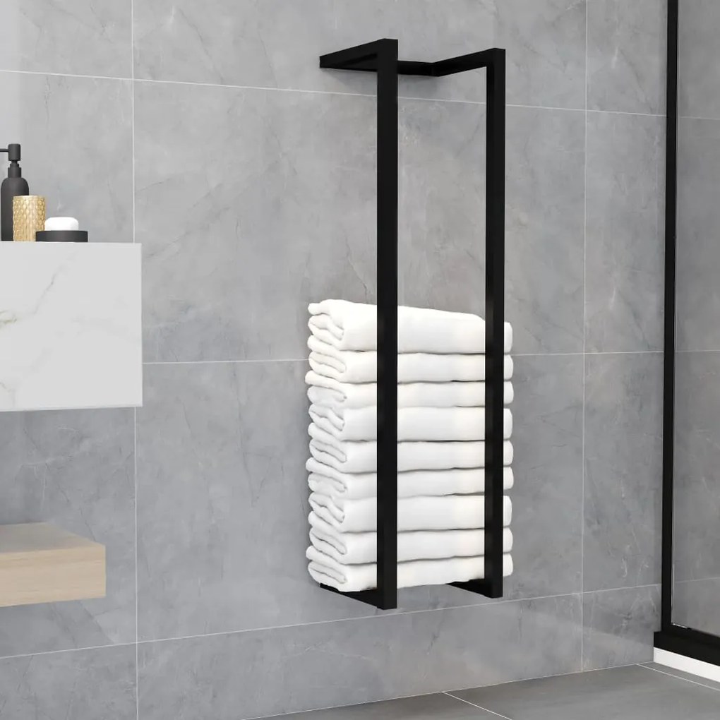 vidaXL Suport de prosoape, negru, 25x20x95 cm, fier