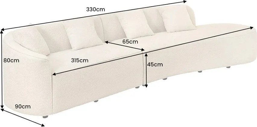Canapea semicirculara XXL, Tesatura Boucle, Bej, ATELIER L 330cm, A-46548 VC