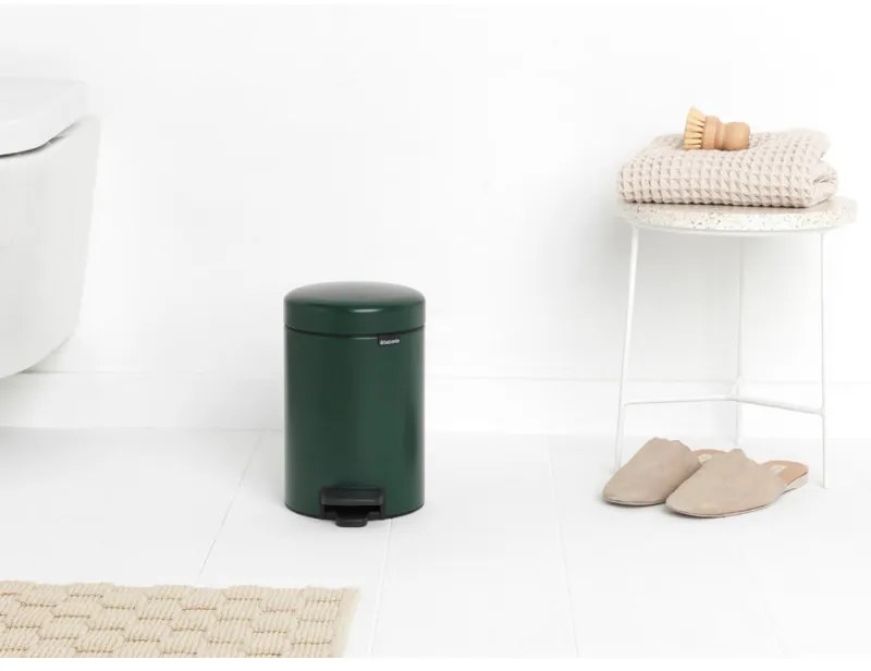 Cos de gunoi cu pedala Brabantia NewIcon 1003196, 3 L, Inchidere lina, Baza antiderapanta, Verde inchis
