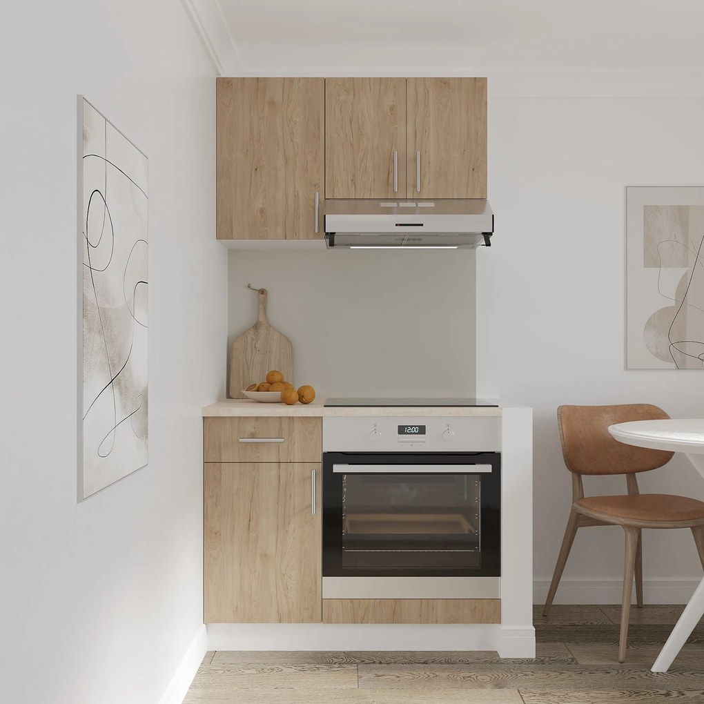 Set haaus V1, Lemn Natural/Alb, Blat Thermo 28 mm, L 100 cm