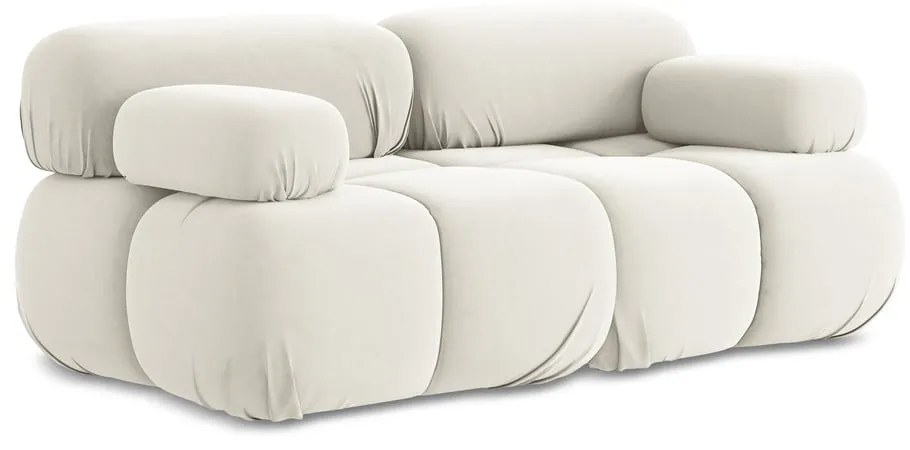 Canapea modulară albă cu tapițerie din catifea 190 cm Lokua – Makamii