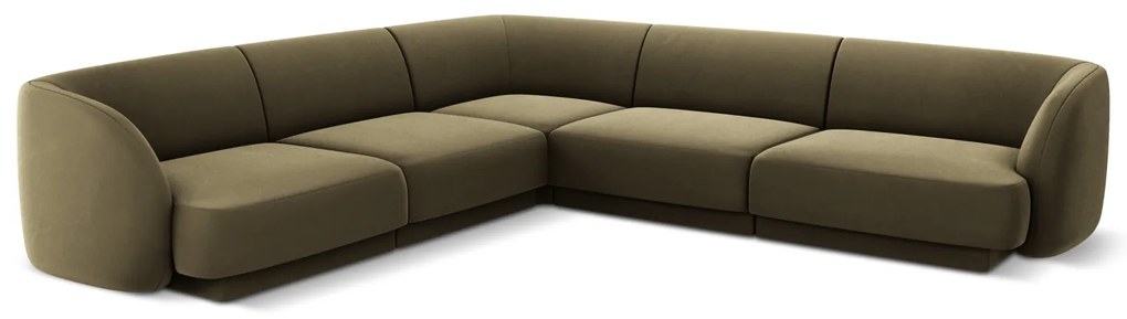Coltar modular Miley cu tapiterie din catifea, verde
