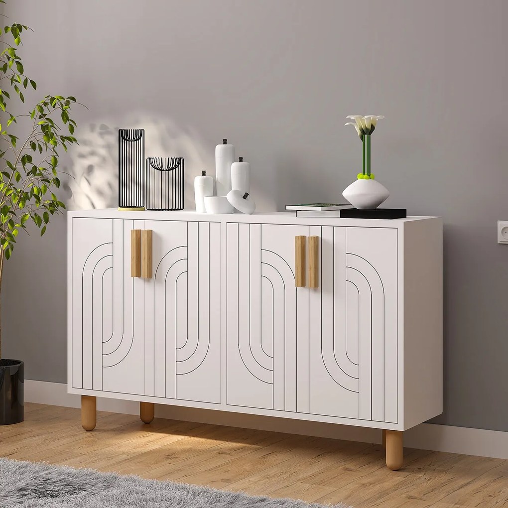 Consola, Hanah Home, Rodney, 120x73.6x29.6 cm, Alb