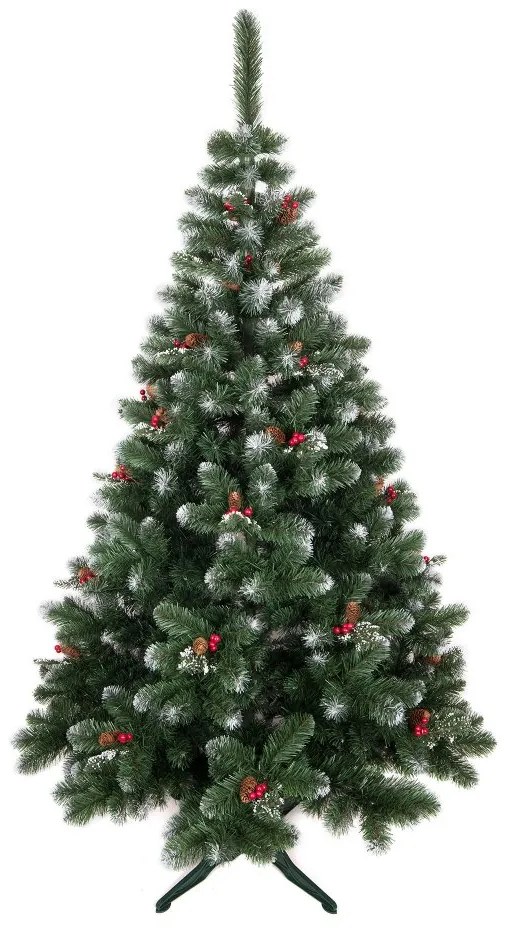Brad de Crăciun de lux de brad decorat cu rowan și conuri de pin 220 cm