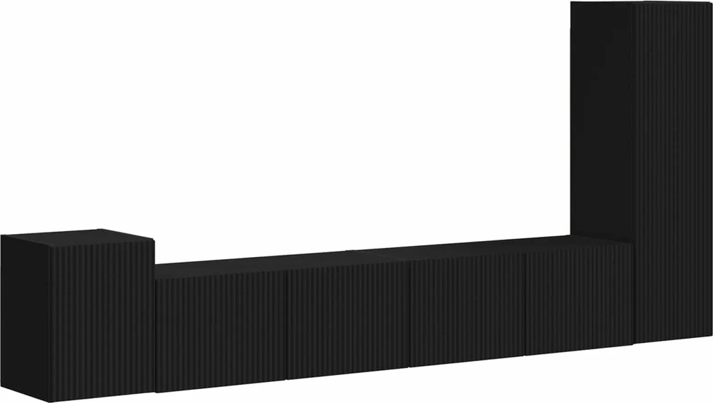 vidaXL Set comodă TV Pe perete 3 pcs Negru Lemn compozit