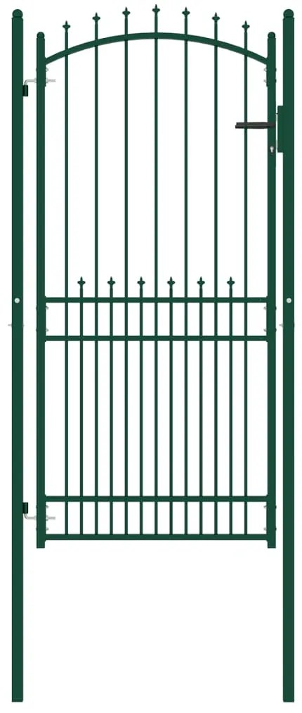 vidaXL Poartă de gard cu țepușe, verde, 100x200 cm, oțel