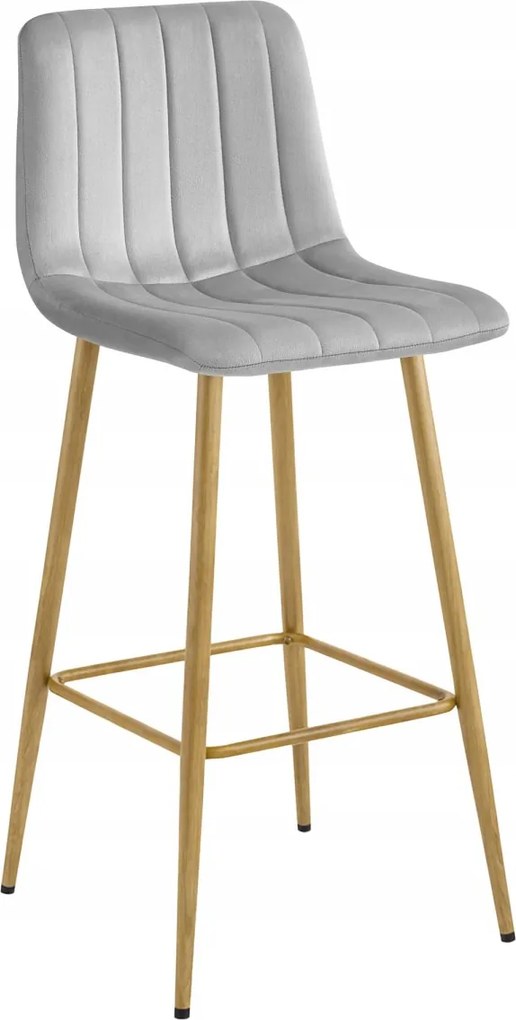 Scaun de bar POZZA VELVET, gri deschis