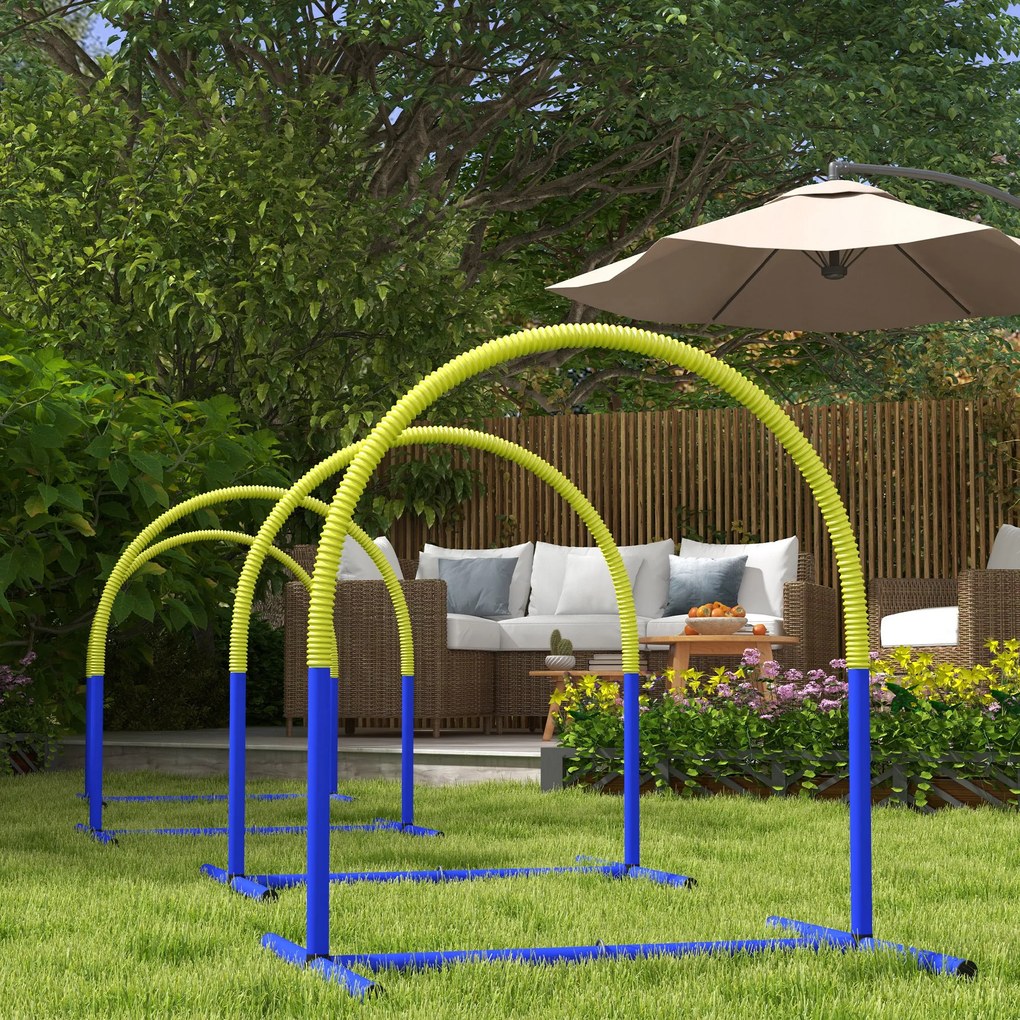 PawHut Echipament de Agilitate pentru Câini, Set Portabil din 4 Piese pentru Antrenament, 95x88x64 cm, Albastru | Aosom Romania