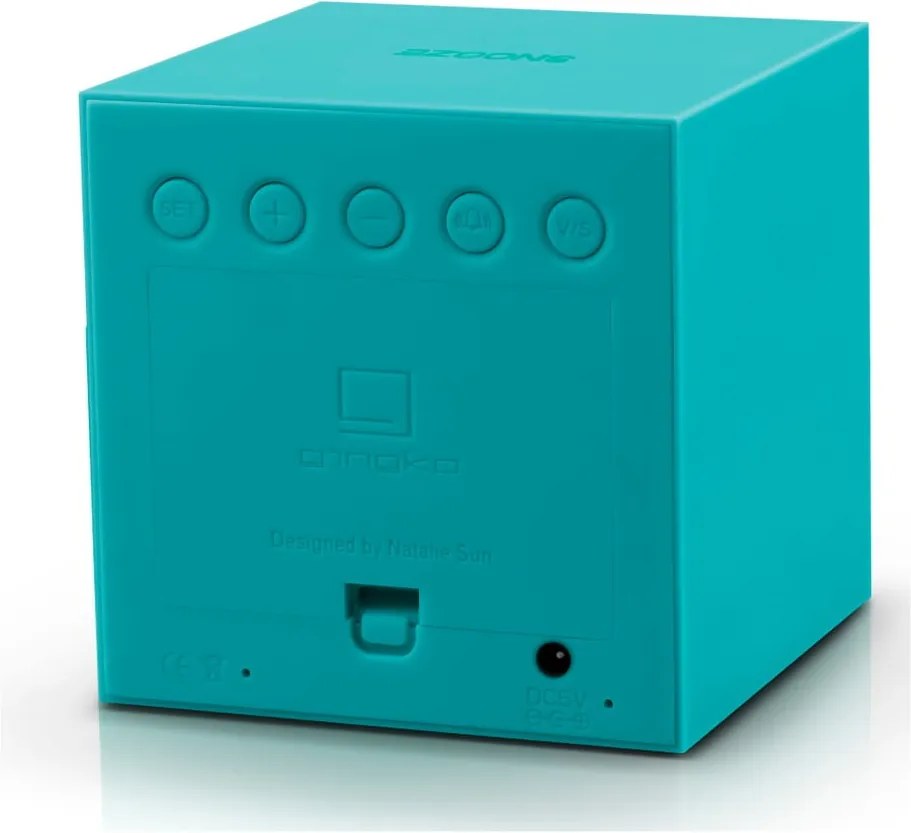 Ceas deșteptător cu LED Gingko Gravity Cube, turcoaz