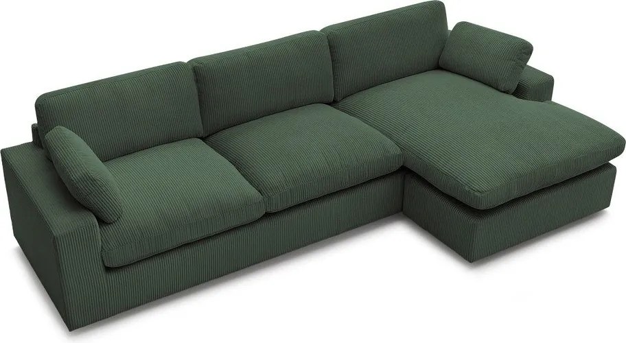 Colțar verde cu tapițerie din catifea reiată Belair – Bobochic Paris