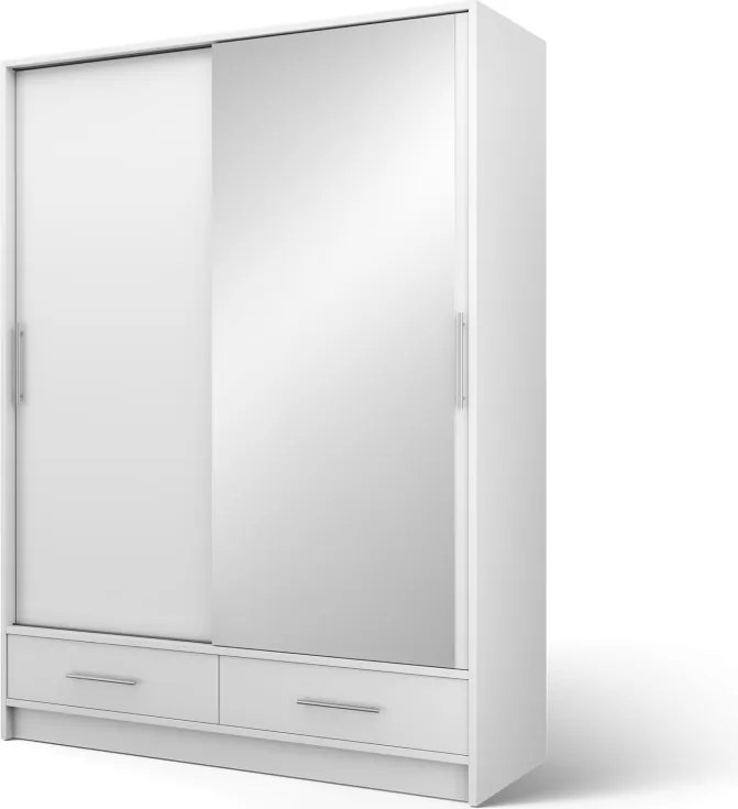 Dulap cu uși glisante si oglinda Estantte II, 150x60x200 cm – Alb