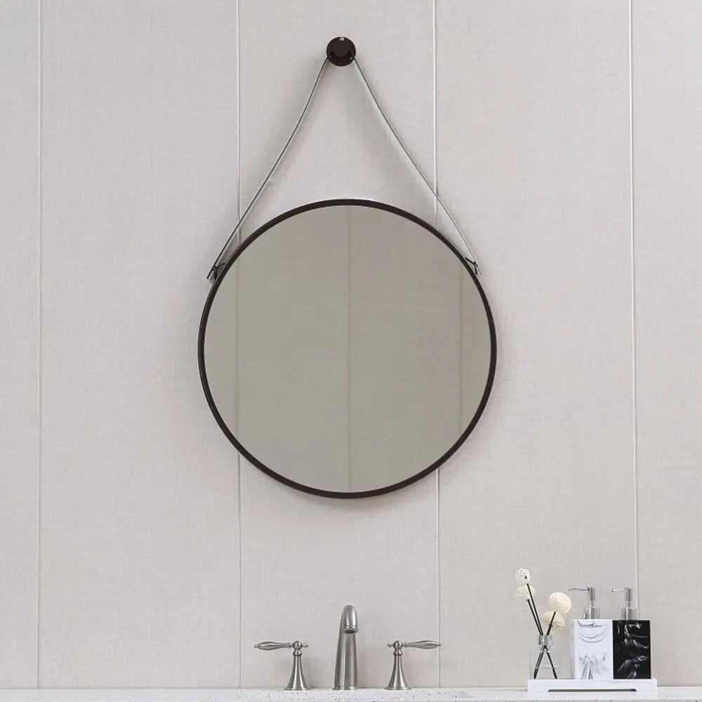 Oglinda rotunda Inter Ceramic Ablena 60 cm cu rama finisaj negru mat