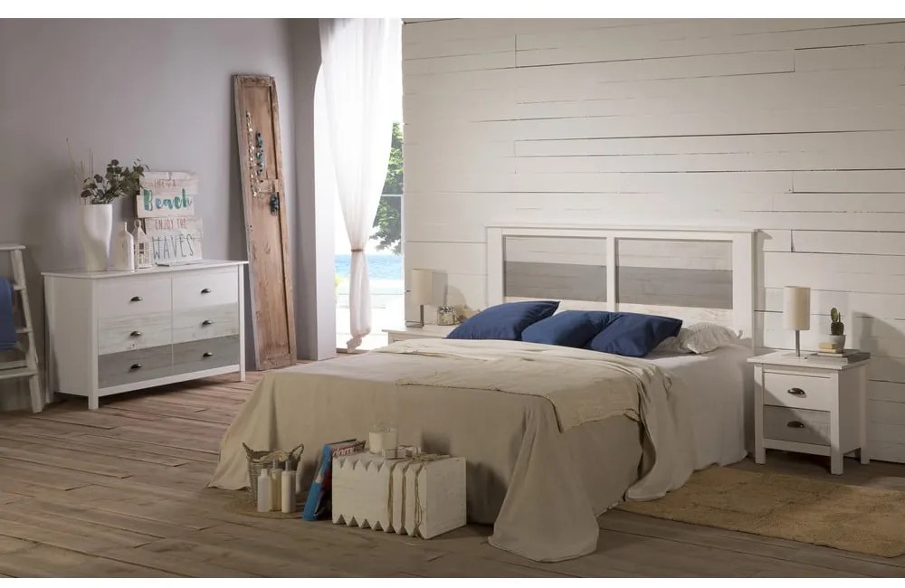 Noptieră Marckeric Romantica, 46 x 50 cm, alb - gri