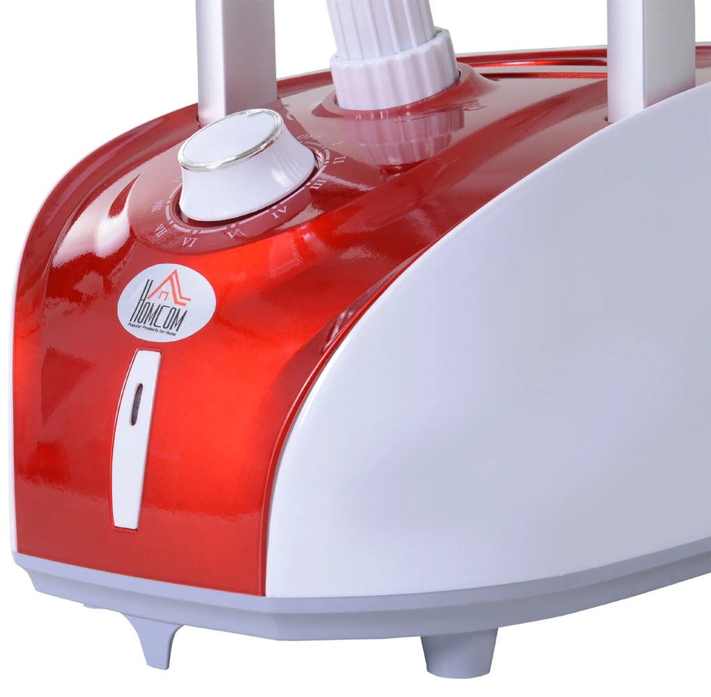 HOMCOM Defroisor de haine 1950 W, masă de călcat integrată, rezervor de apă 2 L, tijă telescopică, mănușă + umeraș inclus, roșu | Aosom Romania
