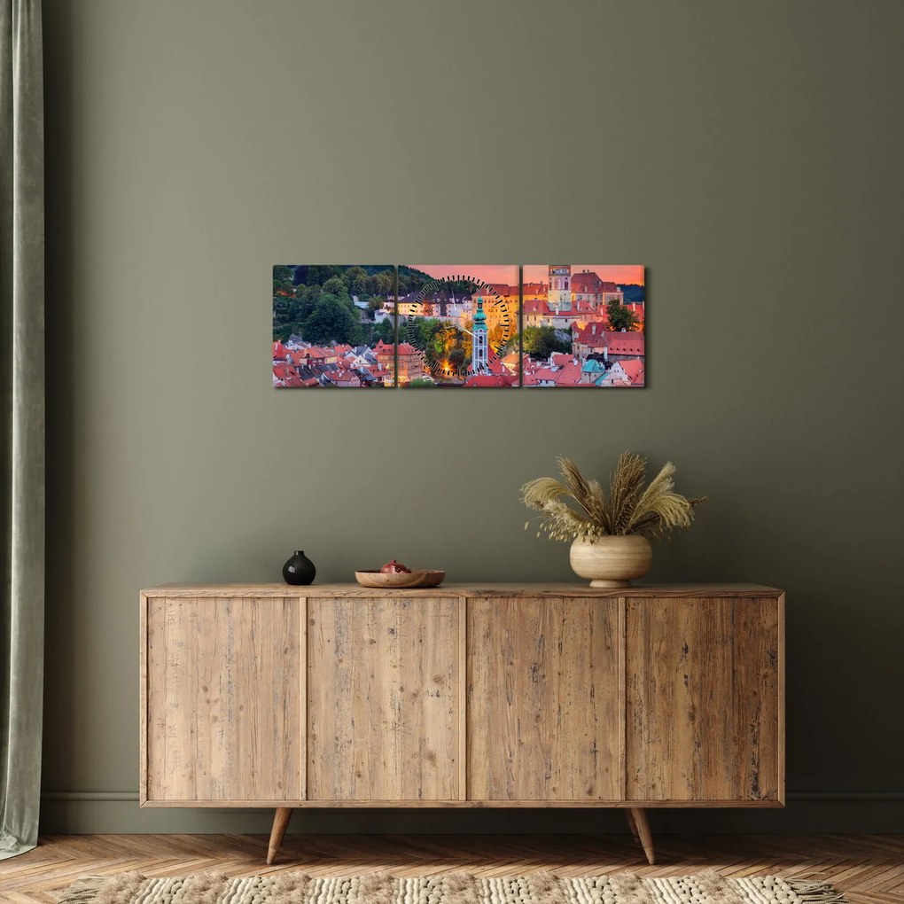 Tablou - Český Krumlov (cu ceas) (90x30 cm)