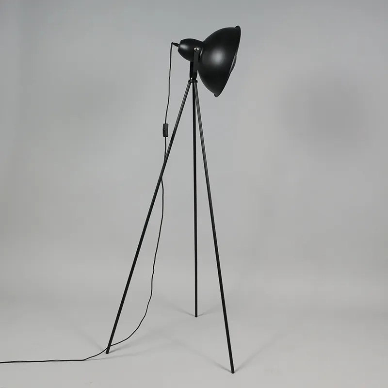 Lampă de podea industrială cu trepied negru cu auriu - Magna Basic 25