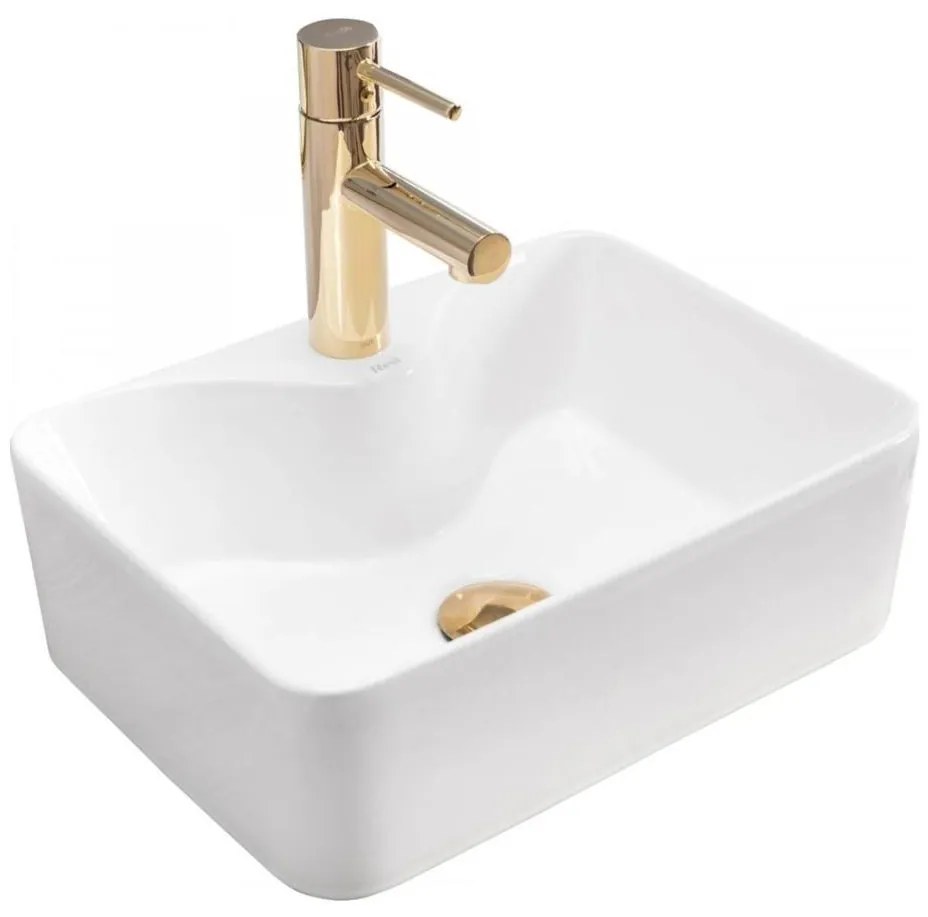 REA-U8196 - Lavoar pentru blat KELLY MINI 31x41 cm ceramică/alb lucios