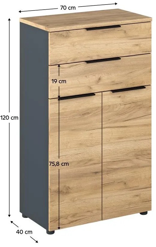 Comodă Klodekas 3 (grafit + Stejar artisan) . 1097176