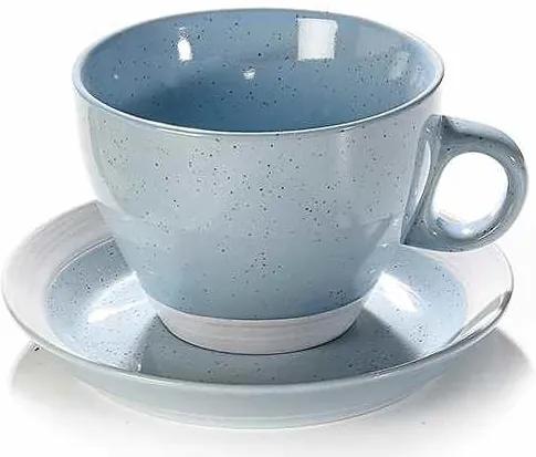 Ceasca cu farfurioara ceramica albastra 10 cm x 7 h, 260 ml