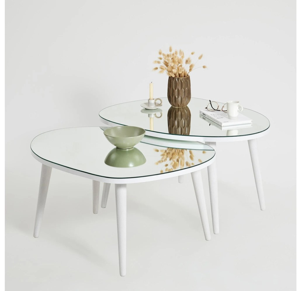 Set 2 buc măsuțe de cafea Gustavo (Alb). Promo -20%. 1088421