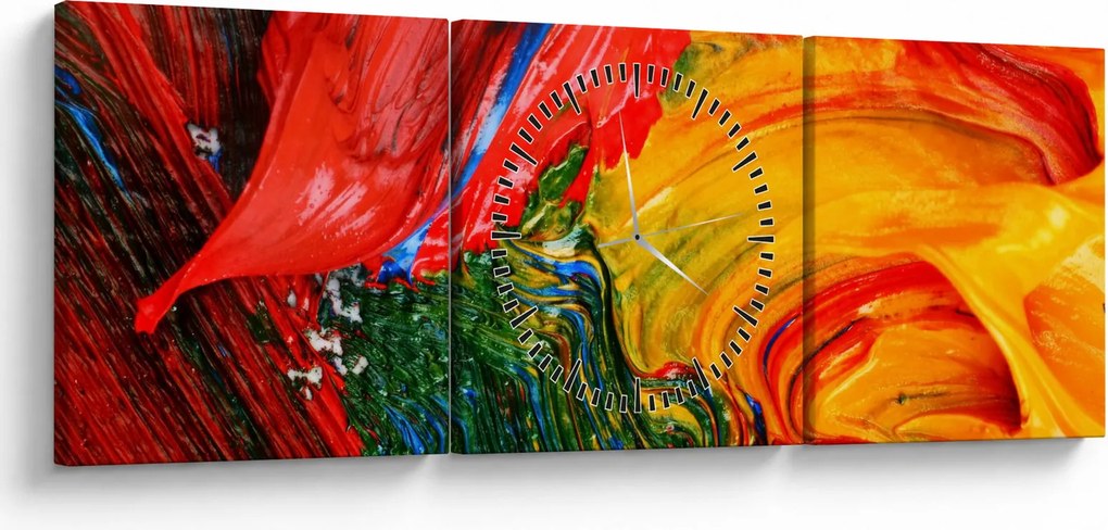 Tablou - Abstractizare albăstrire cu o perie (cu ceas) (90x30 cm)