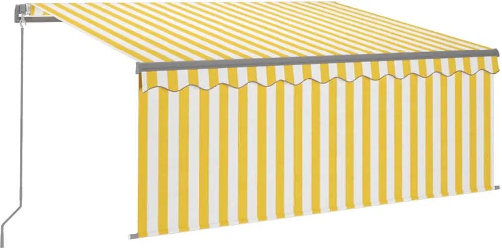 vidaXL Copertină retractabilă manual cu stor, galben&alb, 3,5x2,5 m