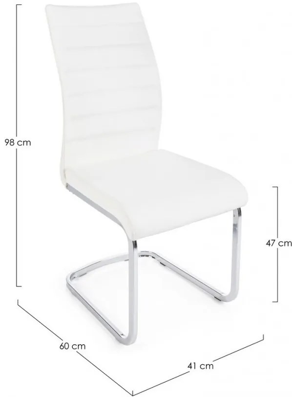 Set 2 scaune dining albe din piele ecologica si metal, Myra Bizzotto