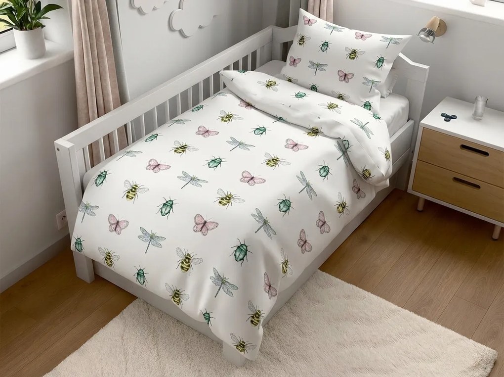 Lenjerie de pat din bumbac pentru patut TINY WINGS albă Dimensiune lenjerie de pat: 45 x 65 cm | 90 x 135 cm