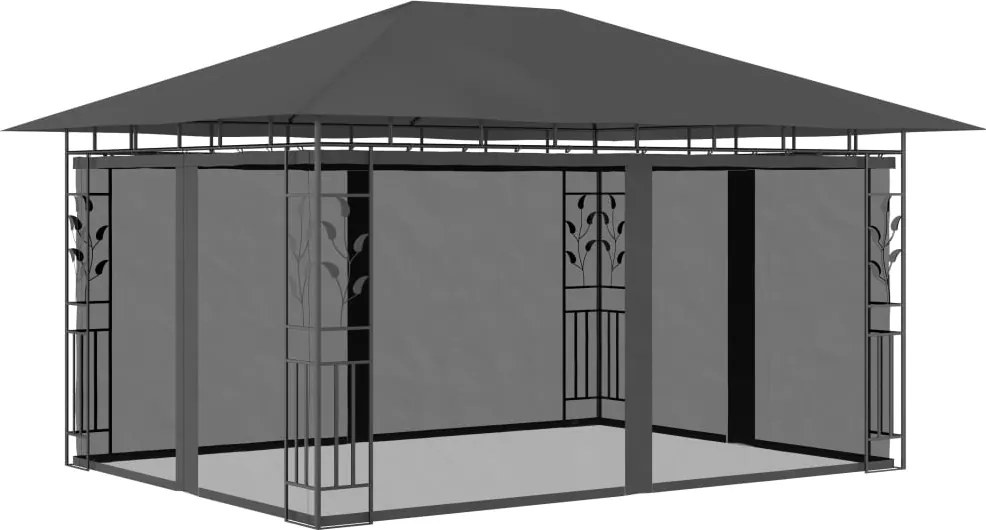 vidaXL Pavilion cu plasă anti-țânțari, antracit, 4 x 3 x 2,73 m