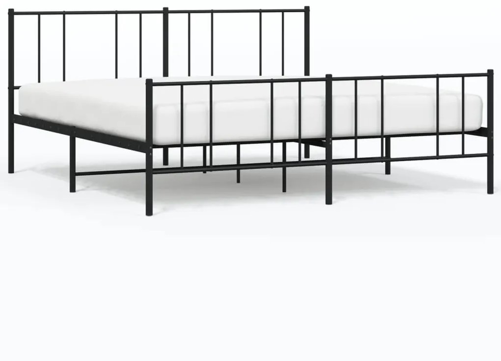 352504 vidaXL Cadru pat metalic cu tăblii de cap/picioare, negru, 193x203 cm
