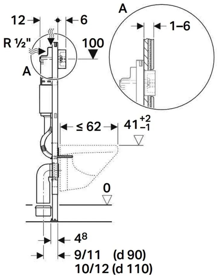 Set vas wc suspendat rimless cu capac si cu bideu, rezervor incastrat plus clapeta, Foglia Oslo