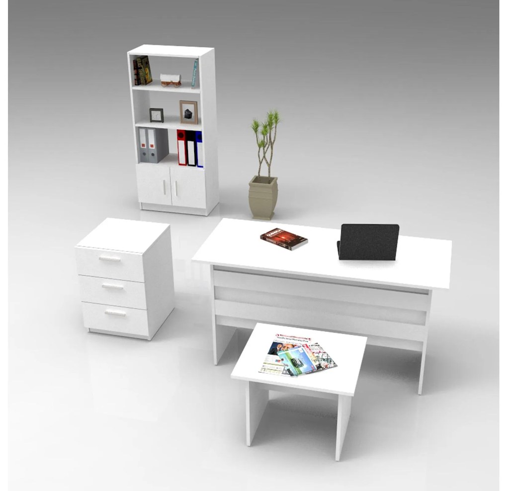 Set mobilier birou Volgenzo 11 (alb). 1107156
