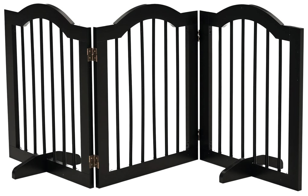 PawHut Barieră de siguranță barieră modulabilă pliabilă pentru animale de companie cu picior de suport MDF lemn masiv 154,5 x 61 cm negru | Aosom Romania