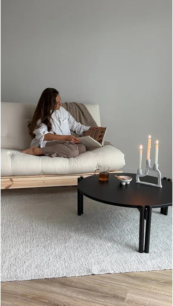 Măsuță de cafea neagră rotundă din lemn masiv de pin ø 80 cm Sticks – Karup Design