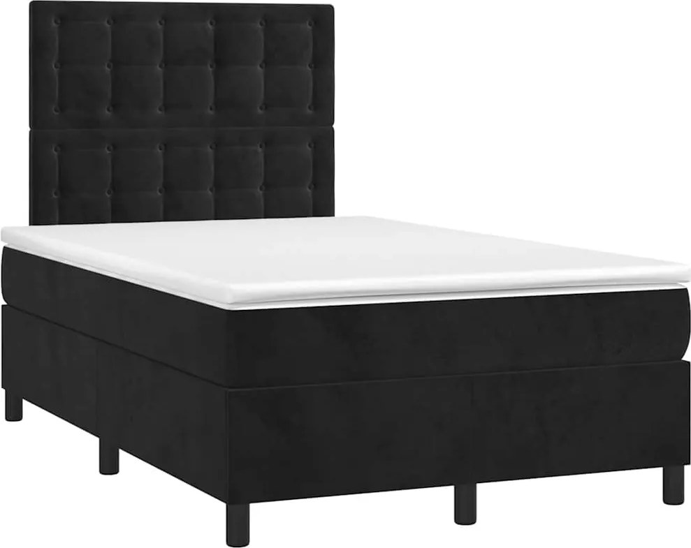 vidaXL Pat box spring cu saltea, negru, 120x190 cm, catifea