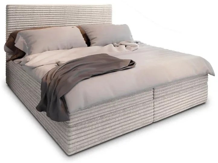 Pat tapitat boxspring ISPIRA 140x200 cm crem Saltele: Saltea cu arcuri Bonell
