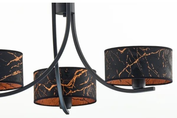 Jupiter 2106 - Lustră cu lanț ARTHUR, 3xE27/15W/230V, negru/portocaliu, decor marmură