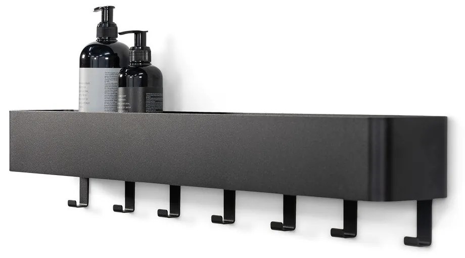 Raft pentru baie negru de montat pe perete din oțel Multi – Spinder Design