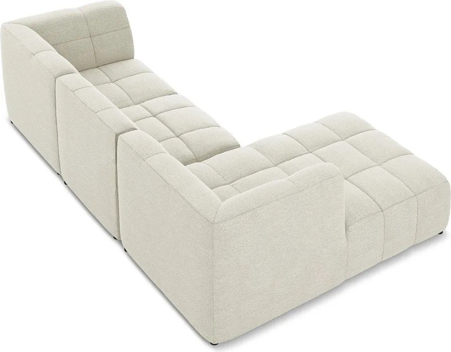 Colțar bej cu tapițerie din țesătură bouclé (cu colț pe partea stângă/cu șezlong) Aloha – Makamii