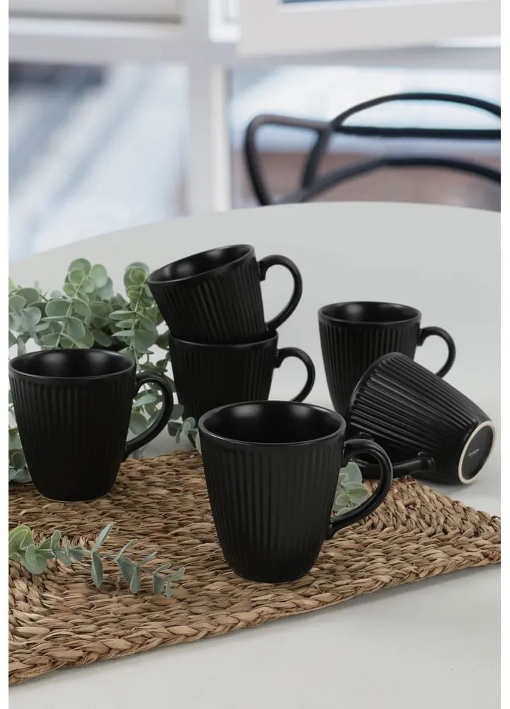 Căni negre 6 buc. din ceramică 0.3 l – Hermia