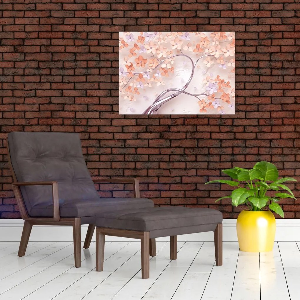Tablou florilor de pom din coral - abstract (70x50 cm)