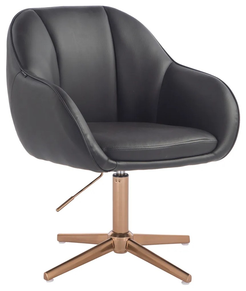 HR2055CROSS Scaun Neagră din Piele Ecologica cu Bază Aurie