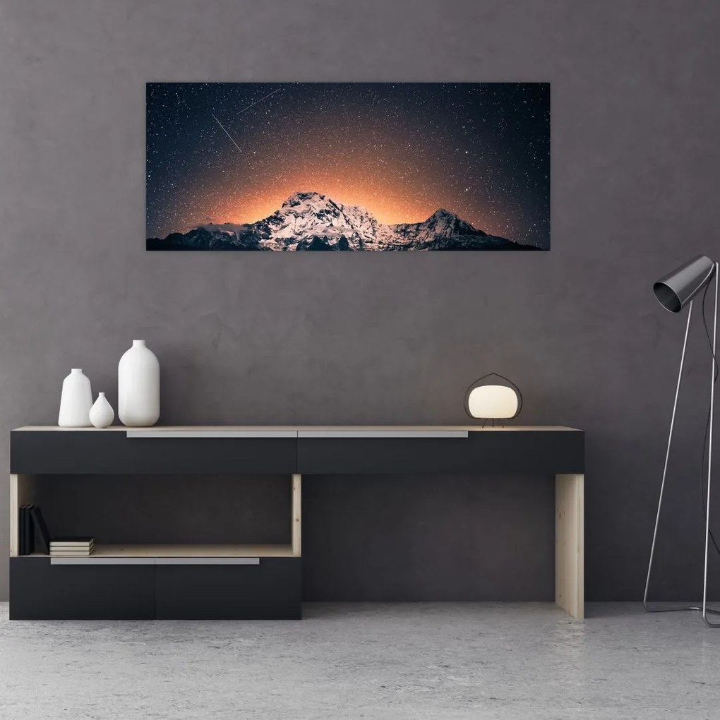 Tablou cu cerul nocturn cu munți (120x50 cm)