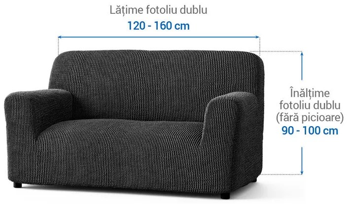 Huse bielastice COSTINA antracit fotoliu dublu (l. 120 - 160 cm)