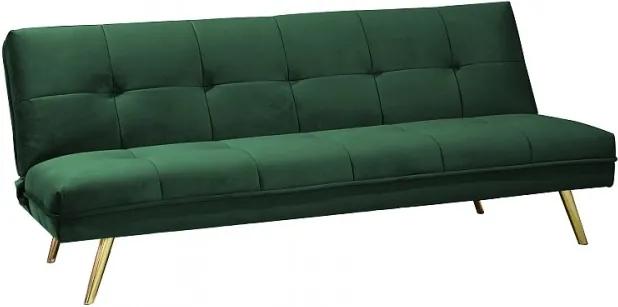 Canapea extensibila tapitata cu stofa, 3 locuri Moritz Velvet Verde / Auriu, l181xA88xH80 cm