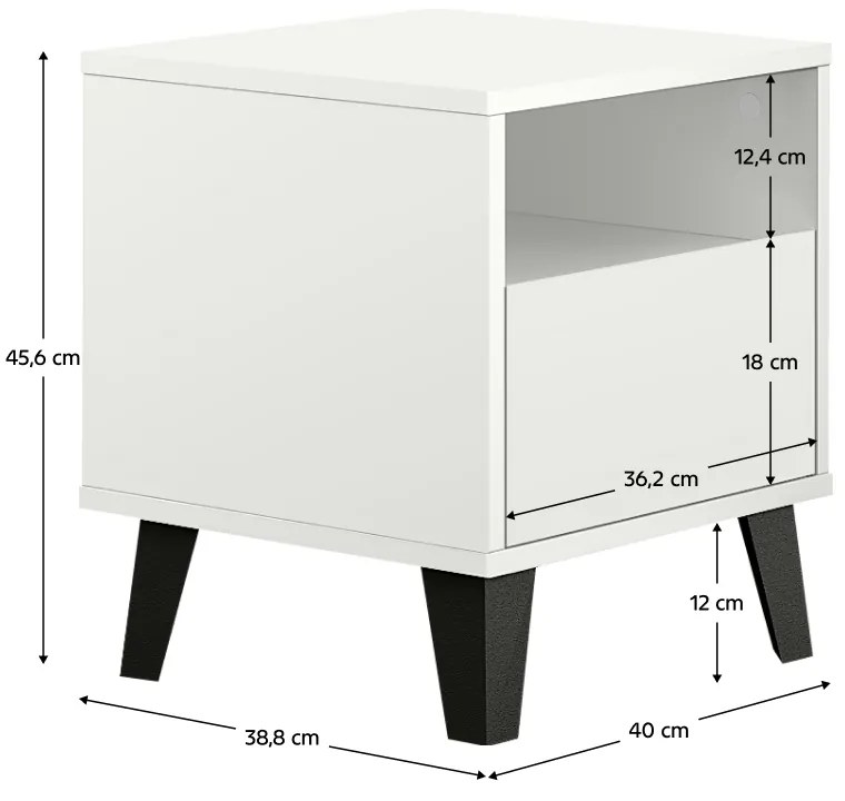 Noptieră BOGAN 1S, albă