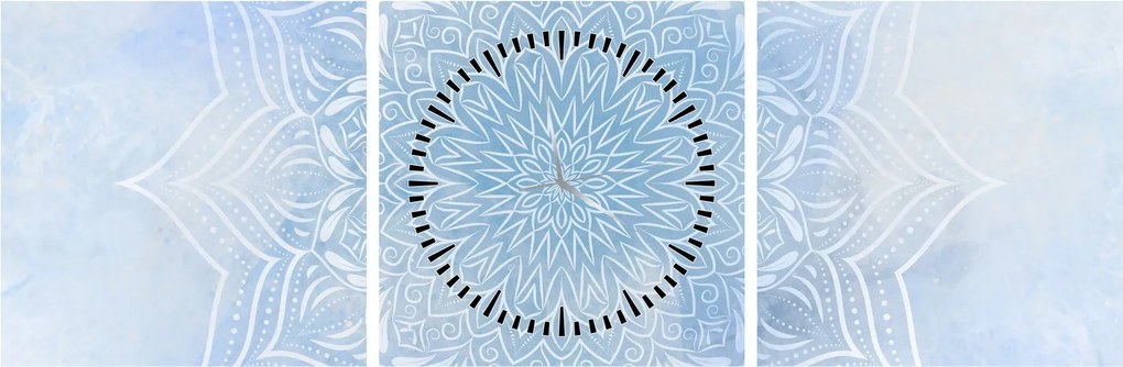 Tablou - mandala de iană (cu ceas) (90x30 cm)