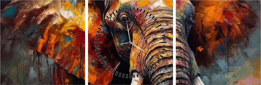 Tablou - Pictura unui elefant (cu ceas) (90x30 cm)