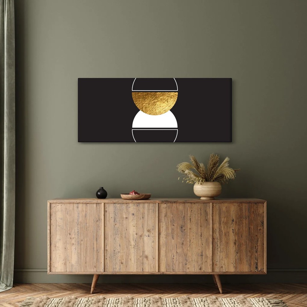 Tablou - Abstracție de aur și negru N⁰2 (120x50 cm)