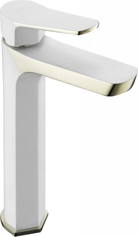 Mexen Lerma baterie înaltă pentru chiuvetă, albă/aurie - 74310-25